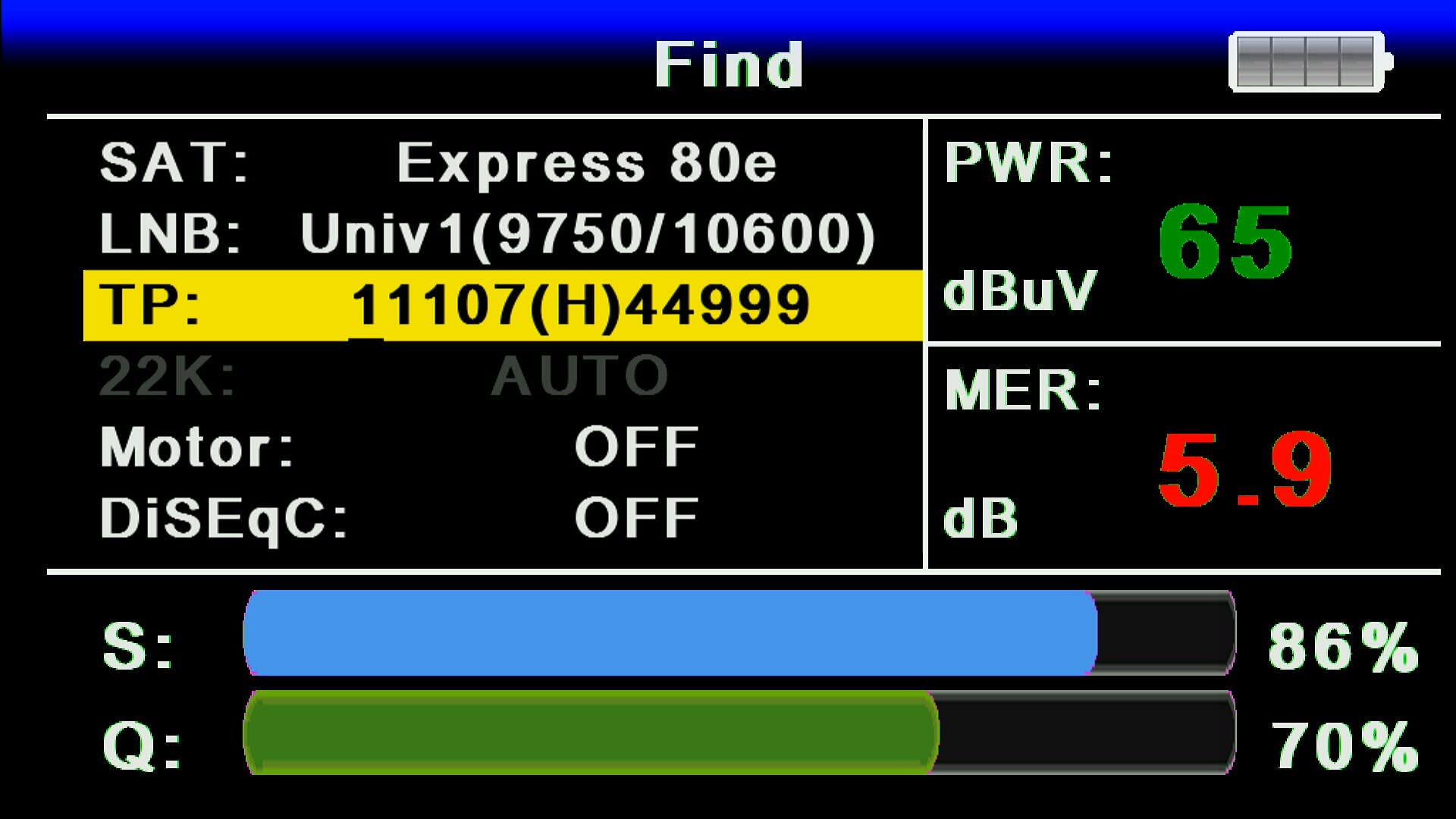 GX6605S System Information Screen