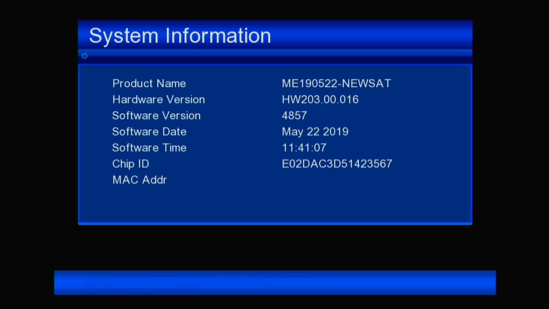 ME190522-NEWSAT Hw203.00.016 Software Downgrade
