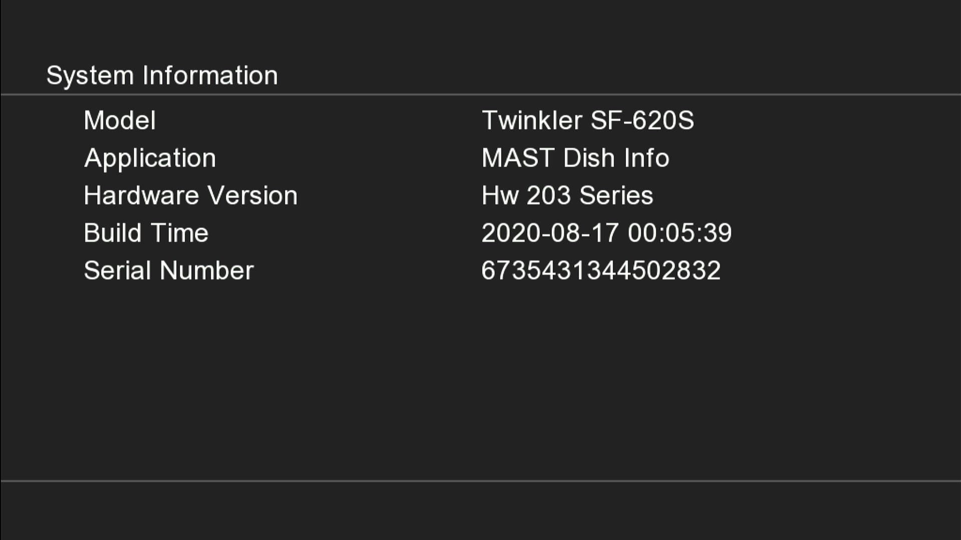 System Information of this Software