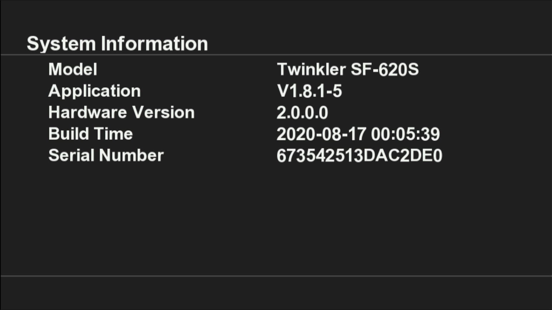System Information of this Software