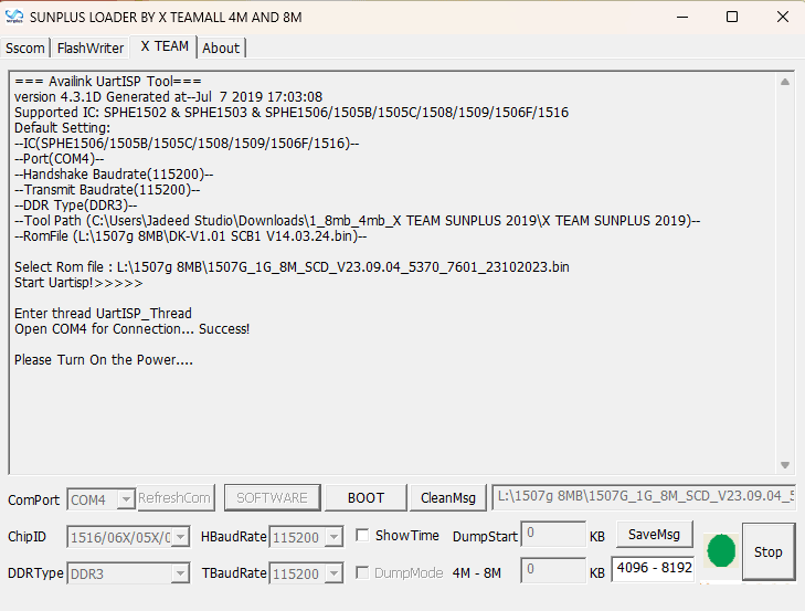 Start RS232 Download